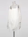Solid Spliced Folds Corset Dress For Women Spaghetti Strap Sleeveless Temperament Top Female Fashion Style Clothes New