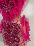 Sexy Strapless Mesh See-Through Mini Dress Women Eveing Party Sparkly Rhinestone Birthday Singer DJ Nightclub Bar Stage Costume