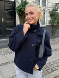 Stand Collar Women's Outerwear Single Breasted Long Sleeve Coat Solid Loose Woolen Coat Daily Commuter Wear Fall Collection 2026