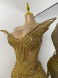 Women Sexy Sprakly Strapless Mesh See Through Mini Birthday Dress Evening Party Nightclub Performance Costume Stage Wear