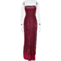 Solid Slimming Fashion Dresses for Women Strapless Sleeveless Patchwork Sequins Midi Split Dress Female Clothing