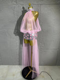 Women Sheer Mesh Rhinestone Skirt Long Tulle TrainSexy Costume For Club Party Stage ShowEvening Performance Events