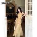 Olive Girl Yellow Dramatic Qipao for Ren Faire 2026 Garden Wedding Fairycore Photoshoot Everyday Wear S-XXL XS-3XL Plus Size Dramatic Silhouette Romantic Garden Party Editorial Not Costume Qipao Cheongsam Chinese Dress Chinese Heritage Fashion Women