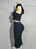 Minimalist Women New Sexy Backless Ruffles Red Bandage Two Pices Set Celebrity Evening Elegance Birthday Party Dress