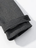 Gray Minimalist Woolen Coat for Women Stand Collar Long Sleeve Pathowrk Single Breasted Loose Casual Jacket Female
