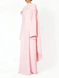 Evening Dresses Long Sleeves O Neck Slim Maxi 2026 Women Dinner Party Gowns With Shawl Pearls Elegant Wedding Robes Lady
