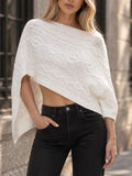 Casual Knit Women Shawls Round Neck Sleeveless Asymmetric Shawl for Vacation Street Outing Wear Fashion Summer New