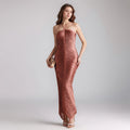 New Fashion Women Sexy Halter Off the Shoulder Tassel Bodycon Long Bandage Dress Celebrate Evening Party Nightclub Wear