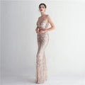 Women Strap Party Maxi Dress Sexy V Neck Evening Dress Celebrity Purple Sequin Dress Long Prom Formal Occasion  Dress