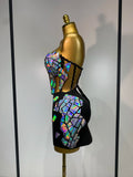 Women Long Sleeve Sequin Mini Bodycon Three Piece Set Birthday Evening Party Costume Bar Nightclub Performance Stage Outfit