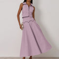 French Elegant Two Piece Set for Women Laple Sleeveless Slimming Cardigan Top High Waist A Line Skirt Suit Female