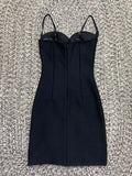 Light Luxury Exquisite Bead Rhinestone Bow Bandage Suspender Dress Women Socialite Party Banquet Stage Performance Gown Vestidos