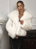 Women Fur Coat Women 2026 Plush White Bomber Jacket Solid Crop Long Sleeve Jacket Warm Winter Coats Female Casual Fur