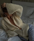 Autumn Knit Cardigan Women's New Vintage Hollow Out Long-Sleeved Sweater 2026 Casual Streetwear White Knit Top Female