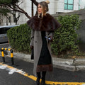 Elegant Fur Shawl Skirt Women's Suit Fashionable Solid Loose Shawl Fitted Fur-Lined Midi Skirt Set Autumn Winter Female