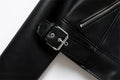Women's Spring Black faux-leather jacket Casual zipper and belt Cycling jacket Casual jacket jacket