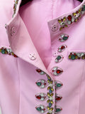 New Arrivals 2026 Designer Luxury Diamond Bead Suit Set Women's Hidden Button Blazer Pink Pencil Pants Suit 2pcs Outfit