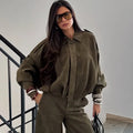 Women's Faux Suede Cropped Bomber Jacket Lapel Collar Zipper Loose Autumn Winter Casual Streetwear Vintage Coat 2026 New
