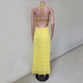 Fashion Backless Ruched Long Dress For Women Halter Lace Up Sexy Ruffle Dress Loose Female 2025 Summer New Vacation Dress