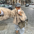 New Blogger Fashion 2026 Autumn Winter Faux Fur Pullovers Women Faux Fox Fur Jacket Coat Chic Street Girls Thick Jumper