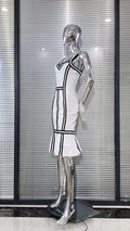 Women's Low-cut Hip-hugging Ruffle Hem Suspender Dress Simple Temperament Party Bandage Performance Dress Vestidos De Graduación
