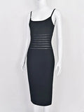 Spagehtti Black Mesh Sexy Evening Bandage Dress Buestier Celebrity Midi Luxury Dress Bodycon Maxi Women Party Vestidos