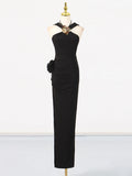 Sexy Bodycon Evening Maxi Dress for Women Halter Sleeveless High Waist Spliced Sequined Backless Ceremony Dresses Female New