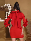 Spliced Appliques Slim Mini Dresses For Women Stand Neck Slim Temperament short Dress Female