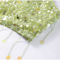 Women's Lime Green Sequined skirts Set 2 pieces sexy Spaghetti Strap Crop Top Mini Skirt with Tassel Lady Party Outfits