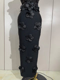 High Quality Birthday Party Dresses Black Red Beaded Flower Mesh Patchwork Long Bandage Dress Celebirty Prom Evening Club Wear