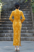 Olivegirl Chinese Dress Qipao 2026 Spring Gold Improved Velvet Waist Long Daily Young Long-sleeved Cheongsam Dress