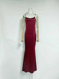 Formal Feather Cape Sleeve Maxi Dress for Women O Neck Spaghetti Strap Floor Length Long Evening Prom Cocktail Party Gown