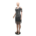 Sexy Great Gatsby Dress for Women Fringe Short Dress Birthday Night Female Clothing Sparkly Rhinestone Wedding Guest Dress
