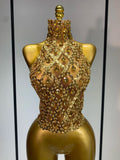 Sparkly Slver Rhinestone Sequins Mesh See Through Top Women Sexy Nightclub Evening Party Backless Spicy Girl Stage Outfit