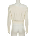 Elegant One Shoulder Beige Knitted Sweater Women's Pull Waist Off-Shoulder Sweatshirt Jumper Pullovers Clothes Autumn Winter New