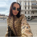 Fashion Printed Embroidery Women's Jacket Knot Button  Long Sleeves Loose Coat Chic 2026 Spring Autumn New High Street Lady Wear