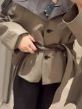 Chic Sashes Women Jackets Lapel Collar Long Sleeve Streetwear Loose Jacket for Daily Gathering Wear Autumn Fashion