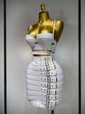Women Sexy Cut Out Mini Bodycon Bandage Skirt Two Piece Set 2025 Celebrity High Streeet Evening Birthday Club Party Outfits