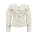 Sexy Off Shoulder Cardigan for Women Lace Up Design Long Sleeve French Versatile Slimming Blouse Female Fashion New