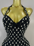 Women Sparkly Rhinestones Ruched Luxury Birthfay Evening Party Dress Sexy Halter Sleeveless Bodycon Mini Bandage Cocktail Dress