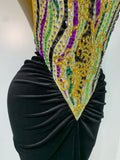 Sparkly Rhinestone Velvet Maxi Long Dress For Woman Sexy Backless Luxury Birthday Dress Evening Party Nightclub Stage Costume