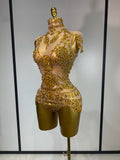 Women Sexy See Through Crystal Bodysuits Luxury Birthday Dancer Stage Performance Wear Mesh Sparkly Rhinestone Nightclub Outfit