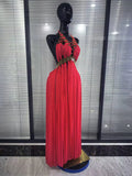 Women Sexy Hollow Out Backless Mesh Long Dress Celebrate Eveing Birthday Party Nightclub Bar Celebrity Stage Performance Costume