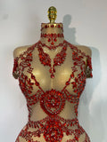 Women Sexy See Through Crystal Bodysuits Luxury Birthday Dancer Stage Performance Wear Mesh Sparkly Rhinestone Nightclub Outfit