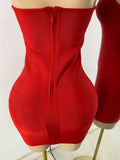 Women Celebrity Sexy Solid Color Bandage Mini Dress Elegant Party Evening Birthday Gowns Night Club Cocktail Outfit