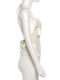 Sexy Tassel 2 Piece Set Women Irregular Halter Backless Bandages Tank Top+Patchwork Skirt New Trend Party Streetwear