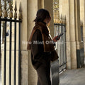 2026 Trendy Striped Brown Sable Faux Mink Fur Shrug Collar Vest Women Sleeveless Cropped Fur Coat Jacket Tank Crop Tops