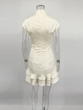 Luxury Ruffled Dress Women's Elegant Pleated Patchwork Slim Vintage Dress Summer New Chic Women's Party Evening Dress