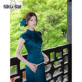 Olive Girl Dramatic Qipao for Ren Faire 2026 Garden Wedding Fairycore Photoshoot Everyday Wear S-XXL XS-3XL Plus Size Dramatic Silhouette Romantic Garden Party Editorial Not Costume Qipao Cheongsam Chinese Dress Chinese Heritage Fashion Women