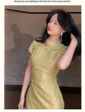 Chinese Style Dress Qipao Traditional Clothing Retro Young Improved Short Sleeve Cheongsam Dress Slim for Women Clothes Wedding